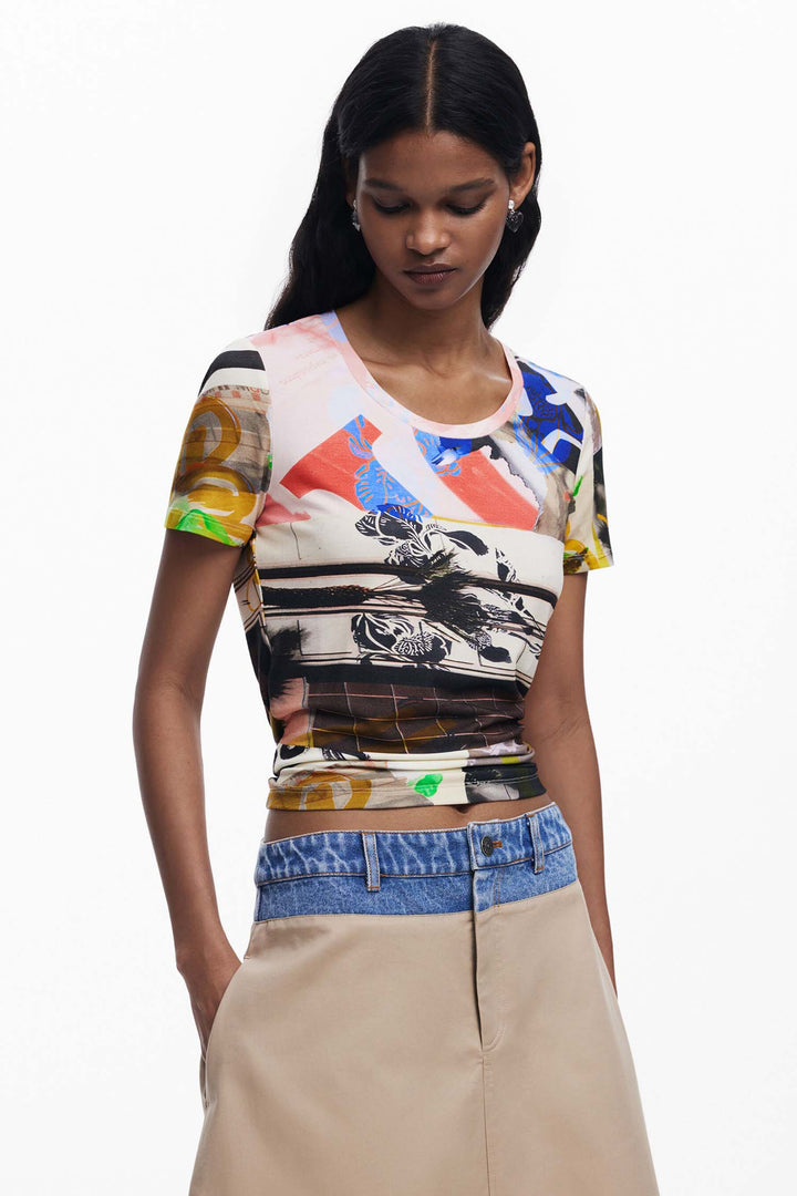 Arty Collage Print T-Shirt