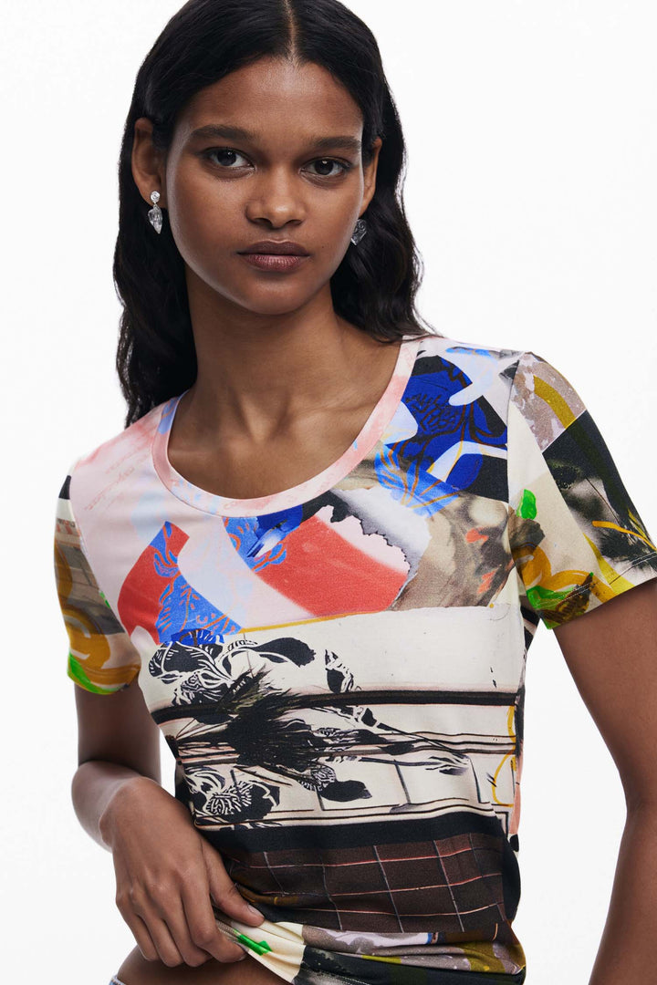 Arty Collage Print T-Shirt