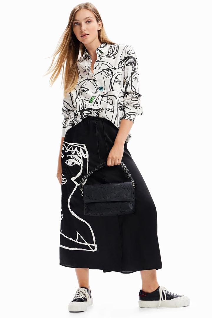 Arty Face Satin Midi Skirt