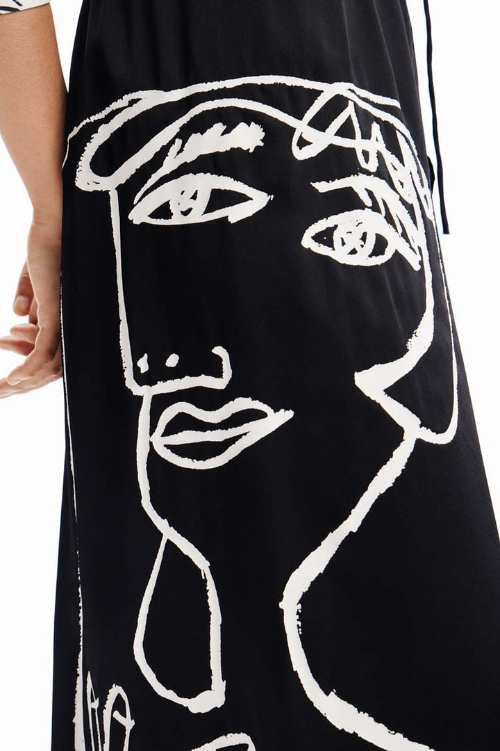 Arty Face Satin Midi Skirt