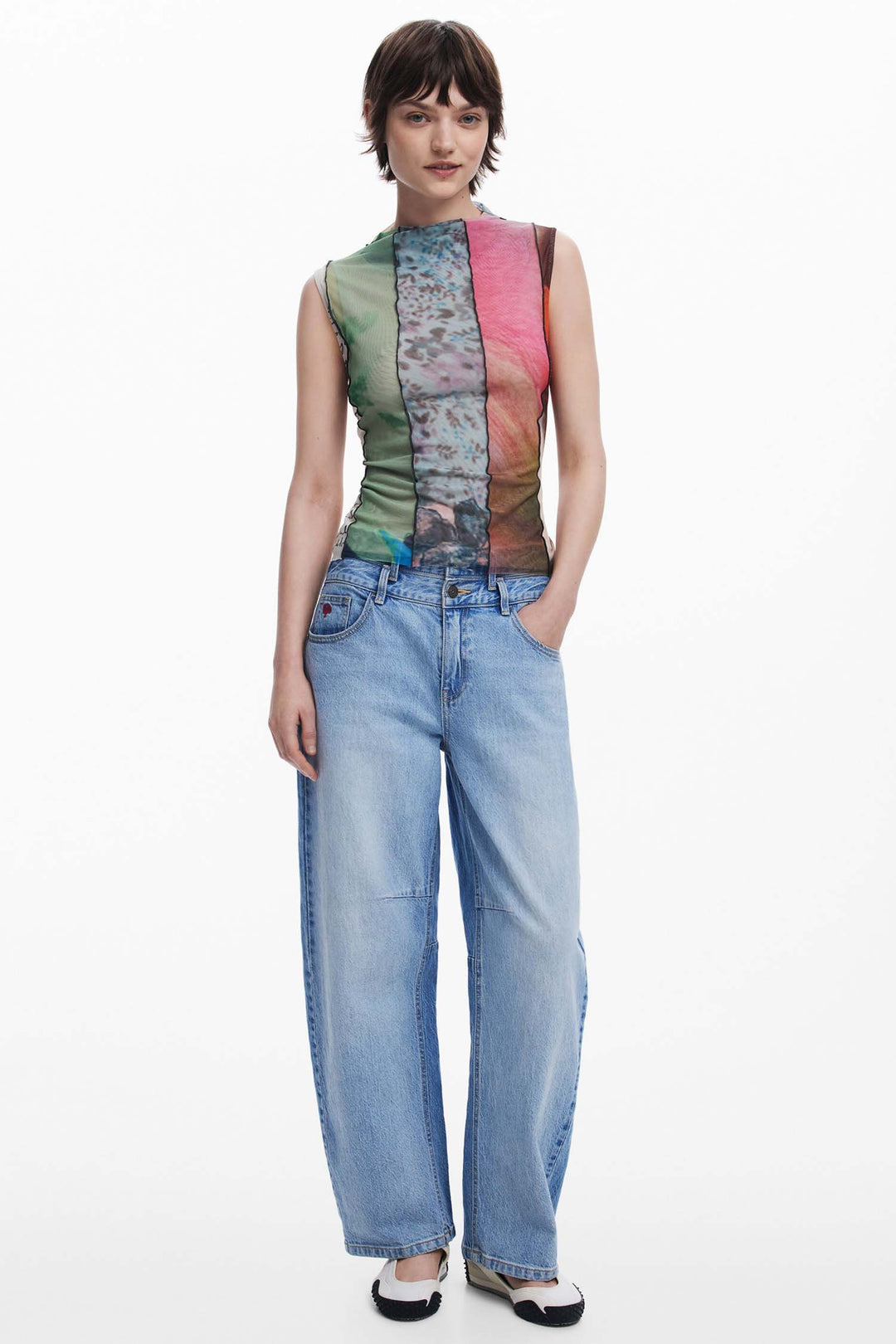 Arty Print Mesh Tank Top