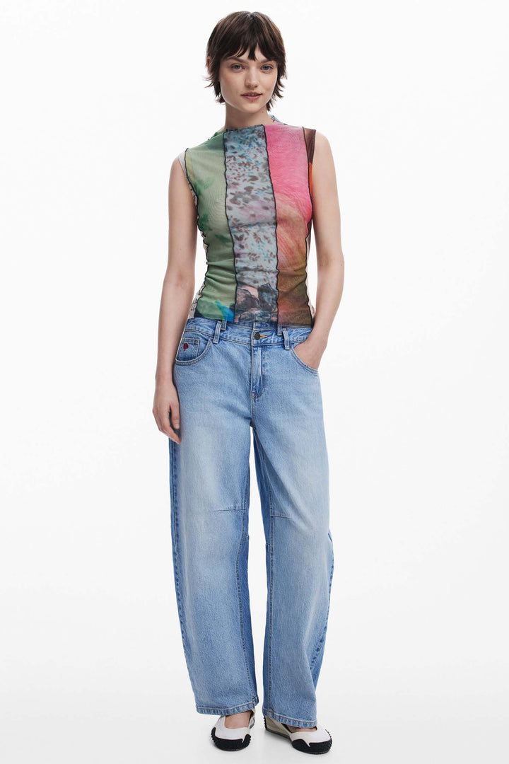 Arty Print Mesh Tank Top