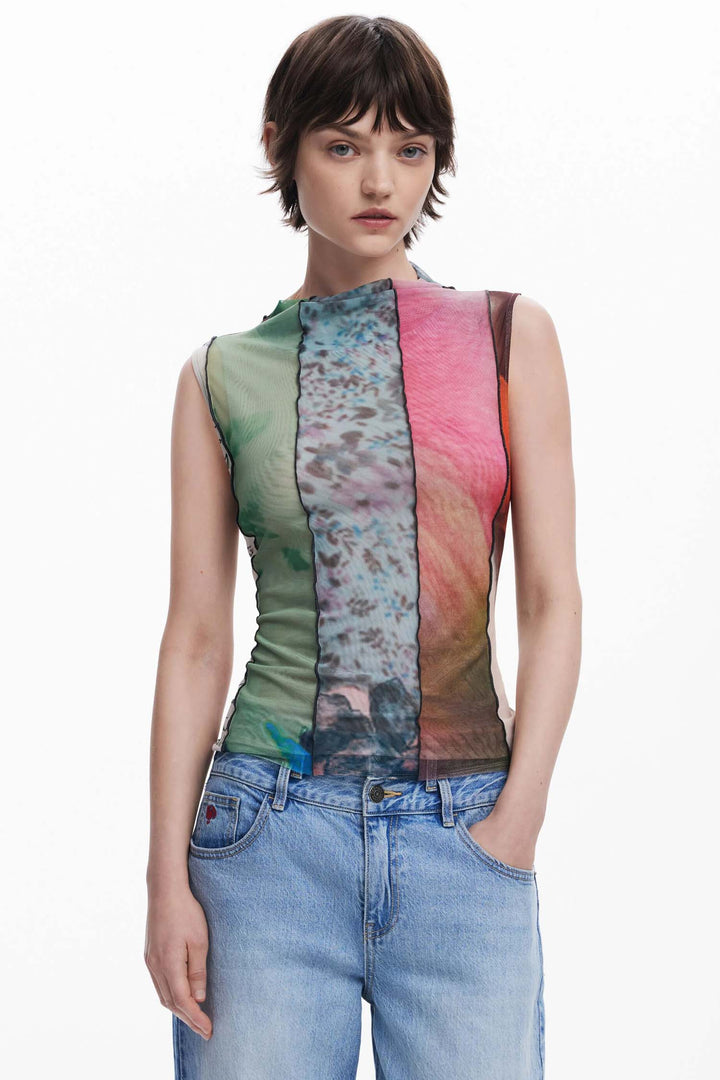 Arty Print Mesh Tank Top