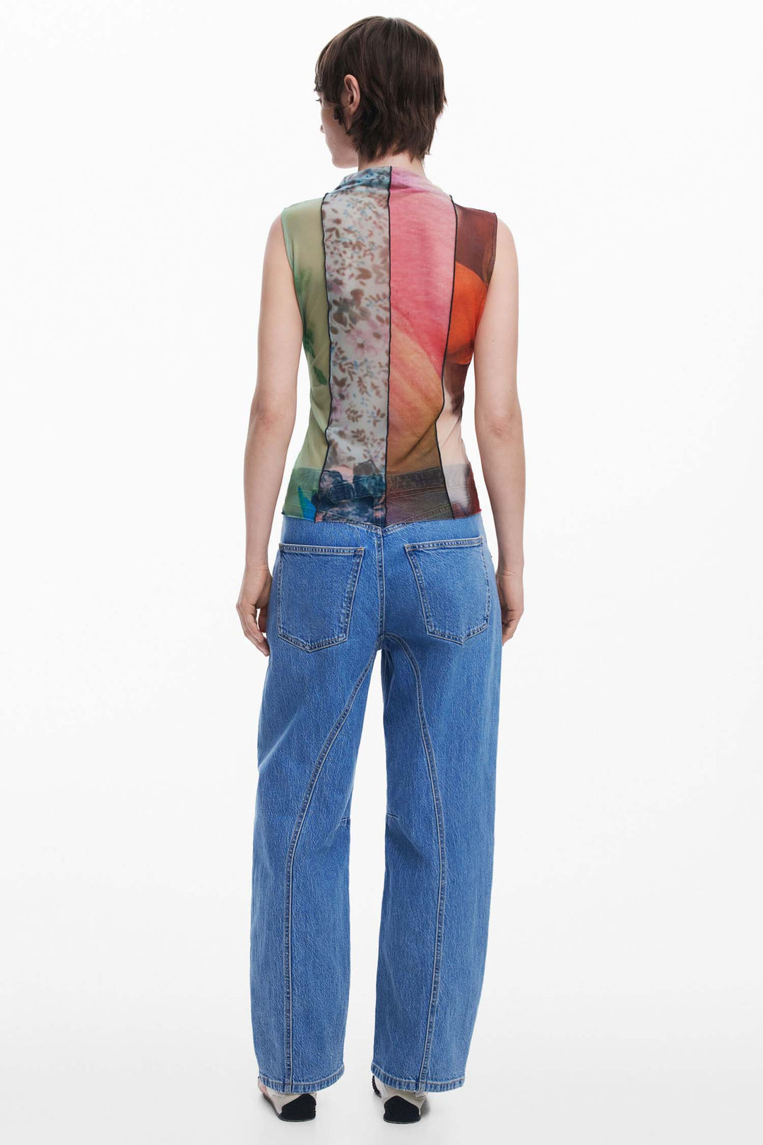 Arty Print Mesh Tank Top