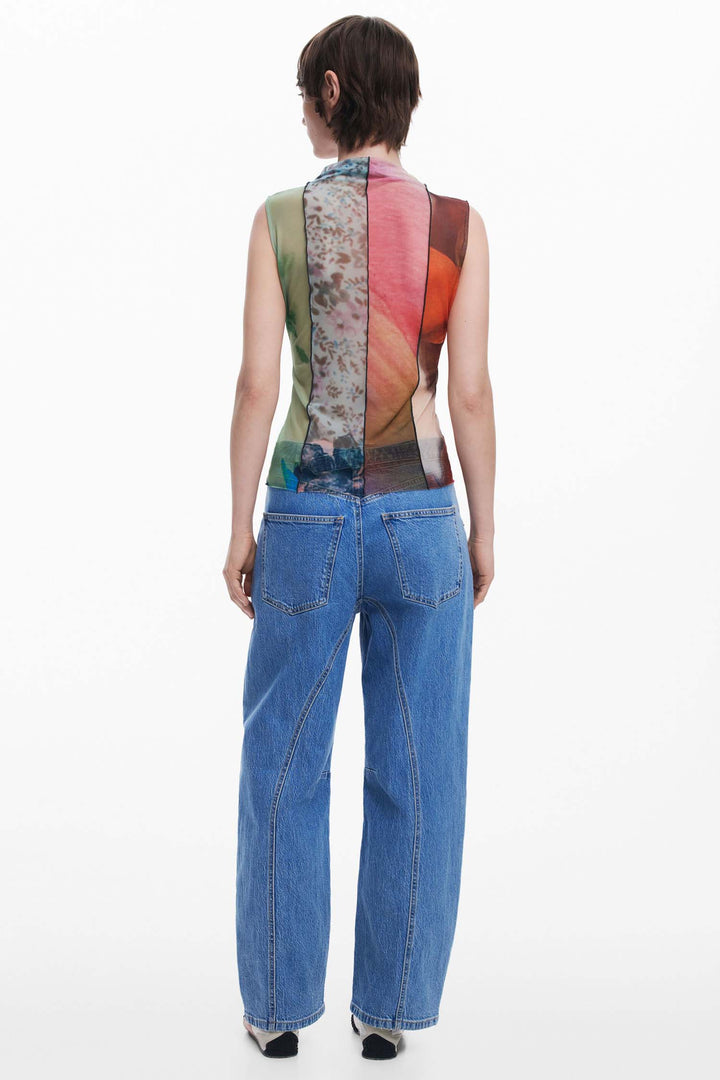 Arty Print Mesh Tank Top
