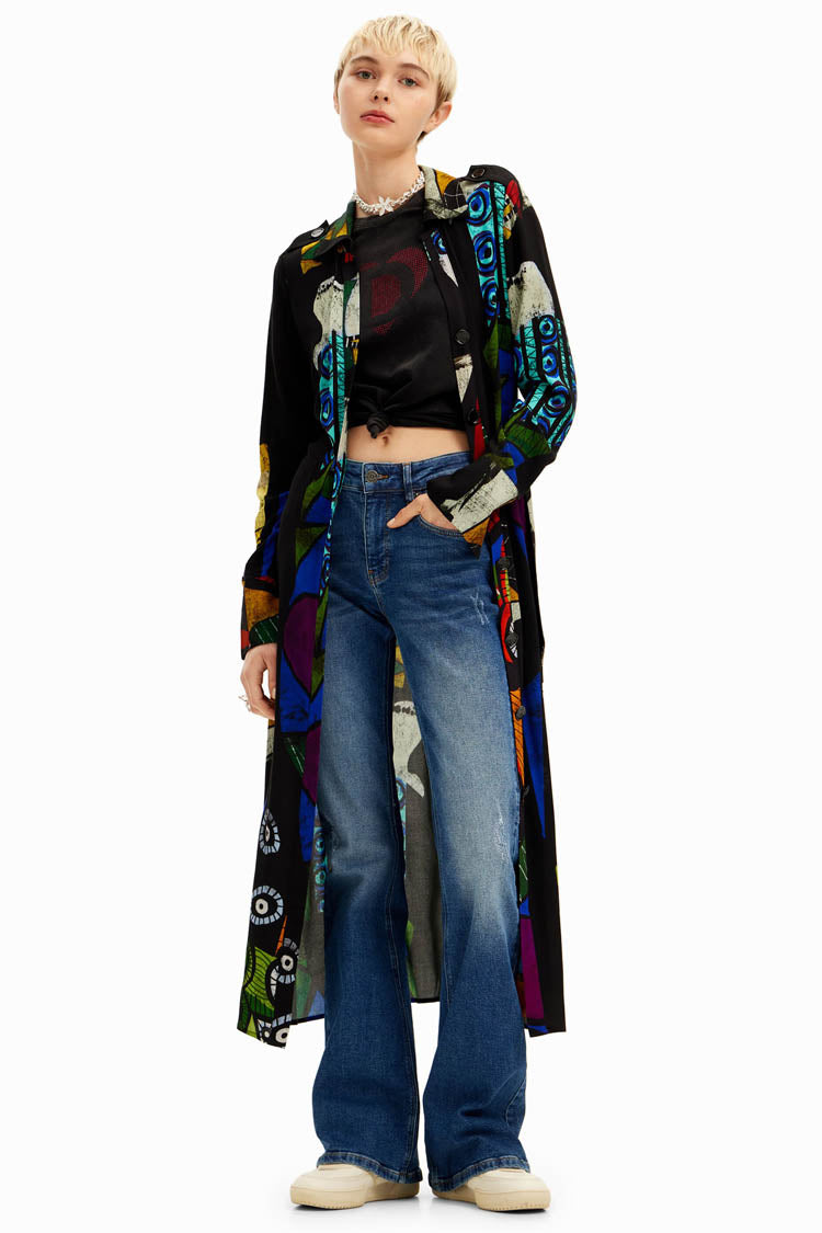 Arty Printed LS Midi Shirt Dress | FINAL SALE