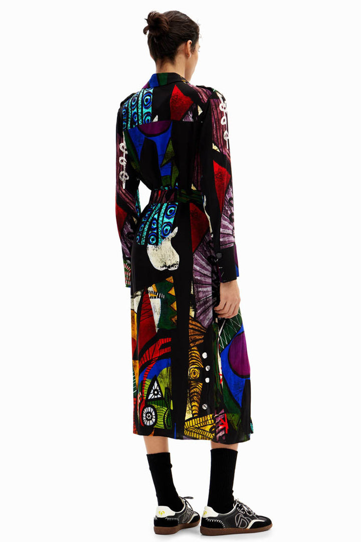Arty Printed LS Midi Shirt Dress | FINAL SALE