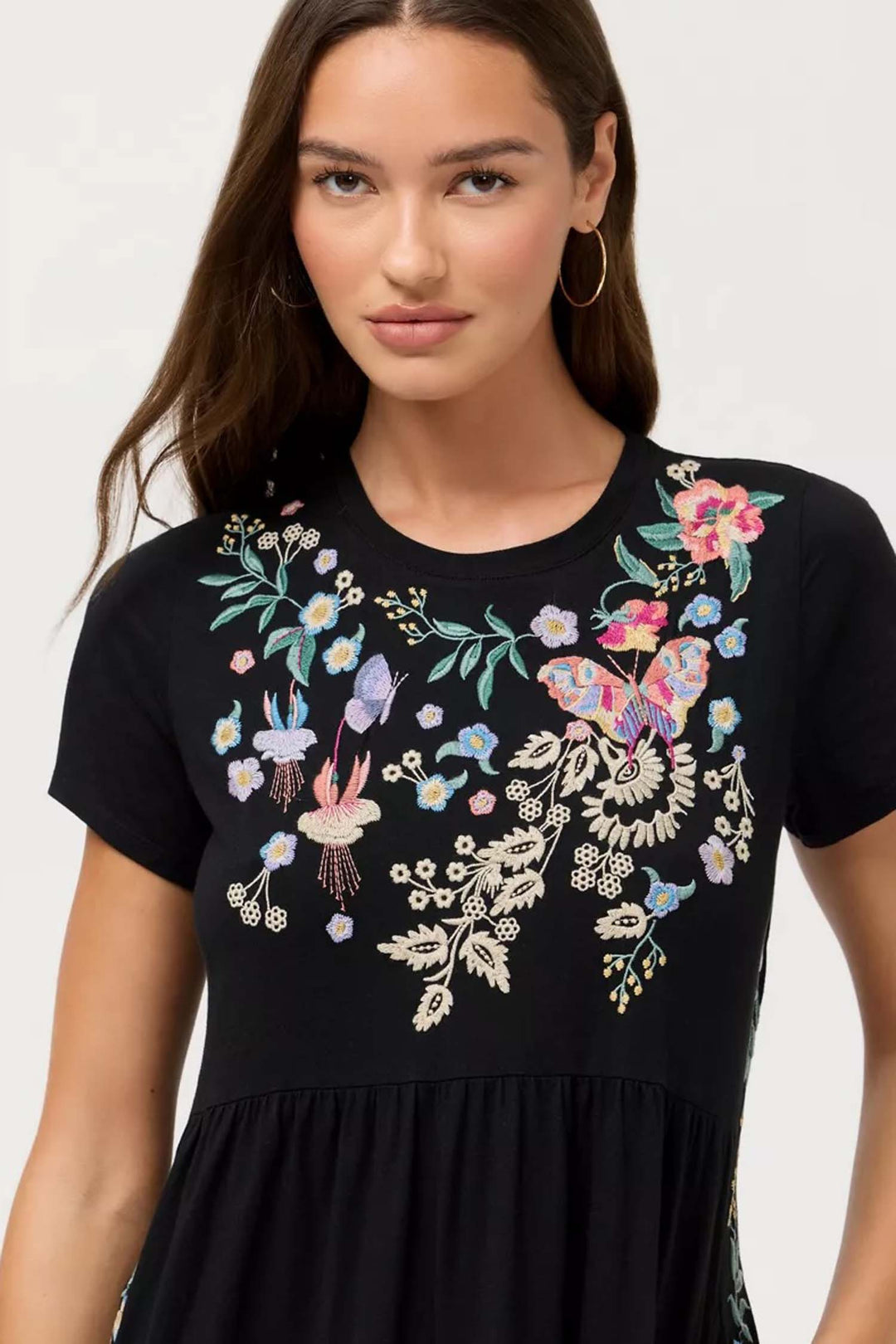 Arva Cap Sleeve Knit Eyelet Maxi Dress in Black