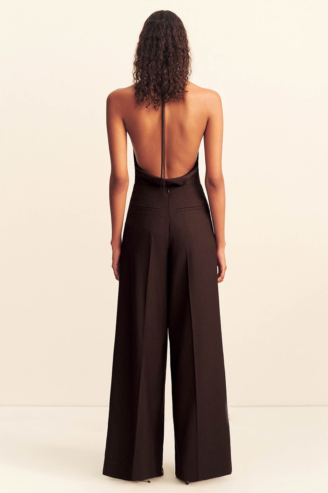 Asher Button Wide Leg Pant in Ristretto
