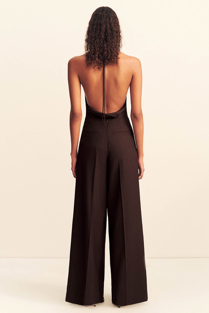 Asher Button Wide Leg Pant in Ristretto