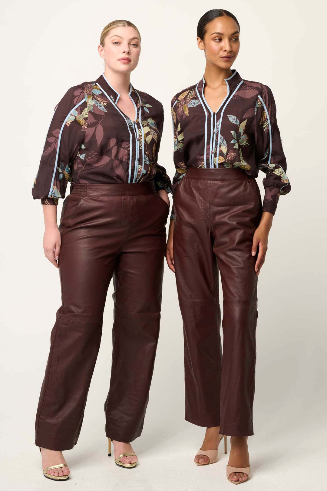 Asher Contrast Faille Shirt in Amber Vines