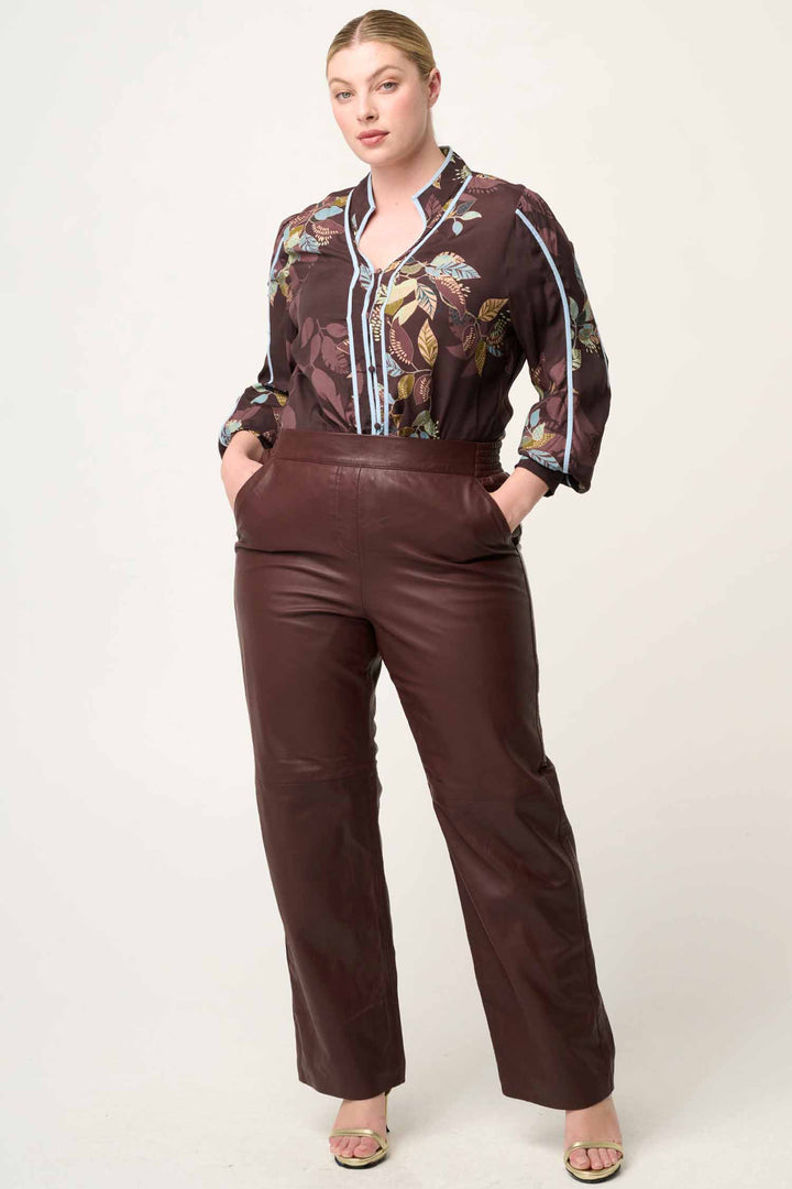 Asher Contrast Faille Shirt in Amber Vines