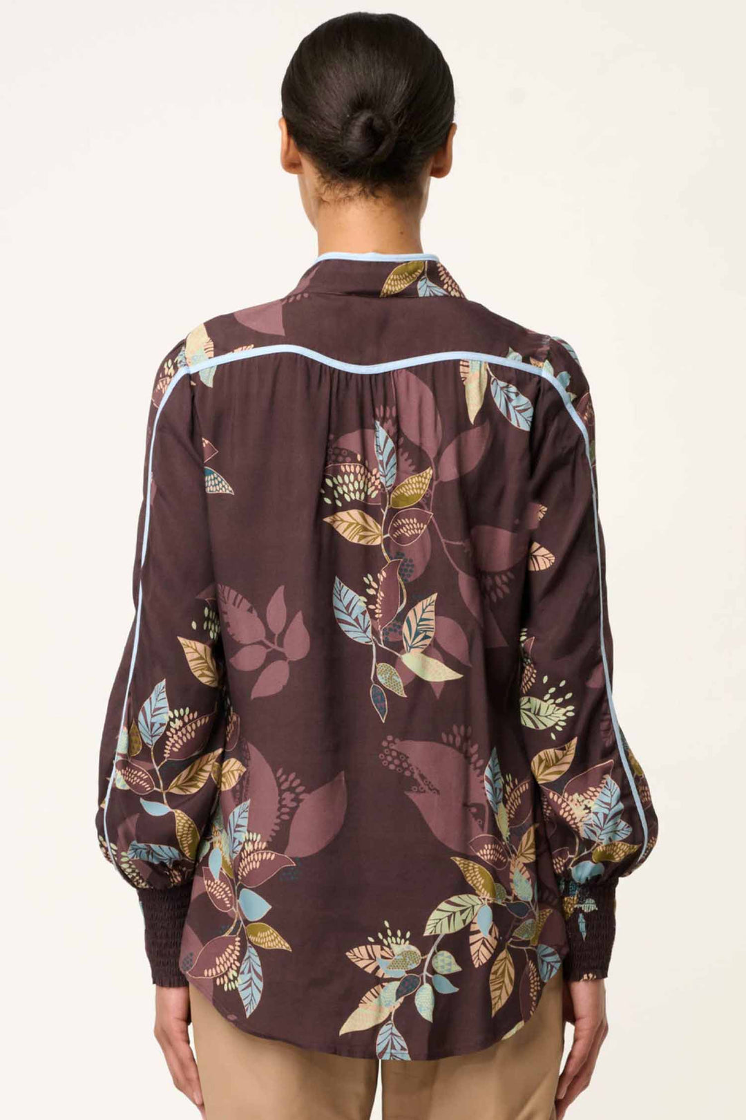Asher Contrast Faille Shirt in Amber Vines