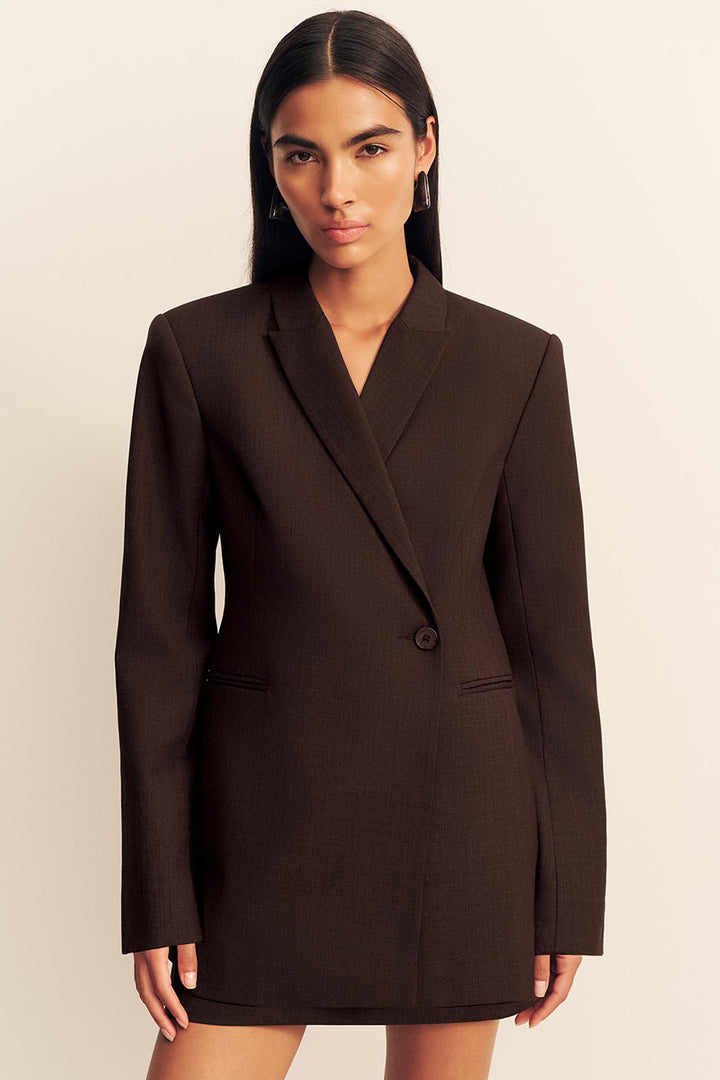 Asher Double Breasted Blazer in Ristretto