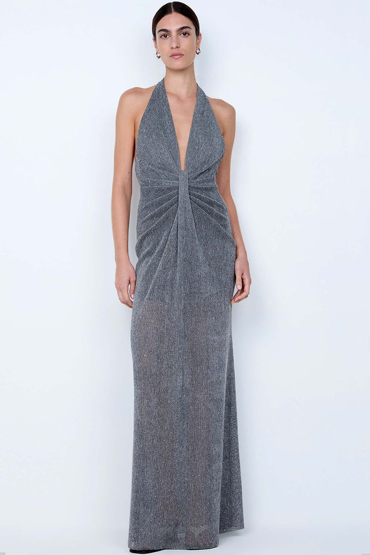 Astra Drape Maxi Dress in Chrome