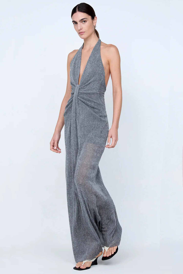 Astra Drape Maxi Dress in Chrome