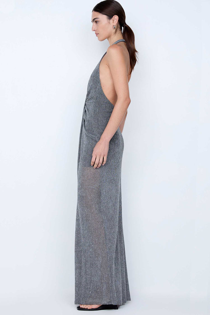 Astra Drape Maxi Dress in Chrome