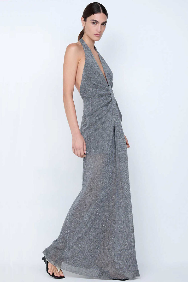 Astra Drape Maxi Dress in Chrome