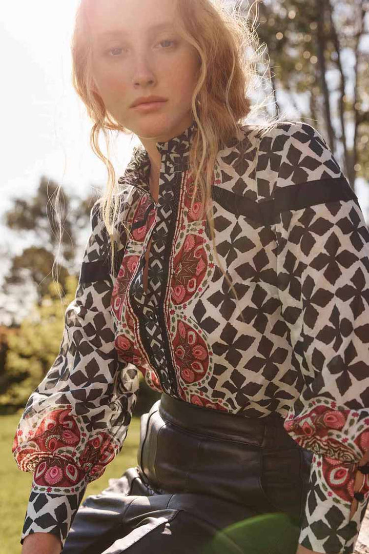 Astrid Contrast Panel Shirt in Country Tapestry