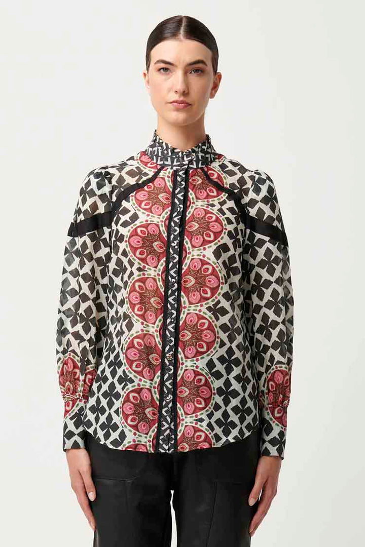 Astrid Contrast Panel Shirt in Country Tapestry