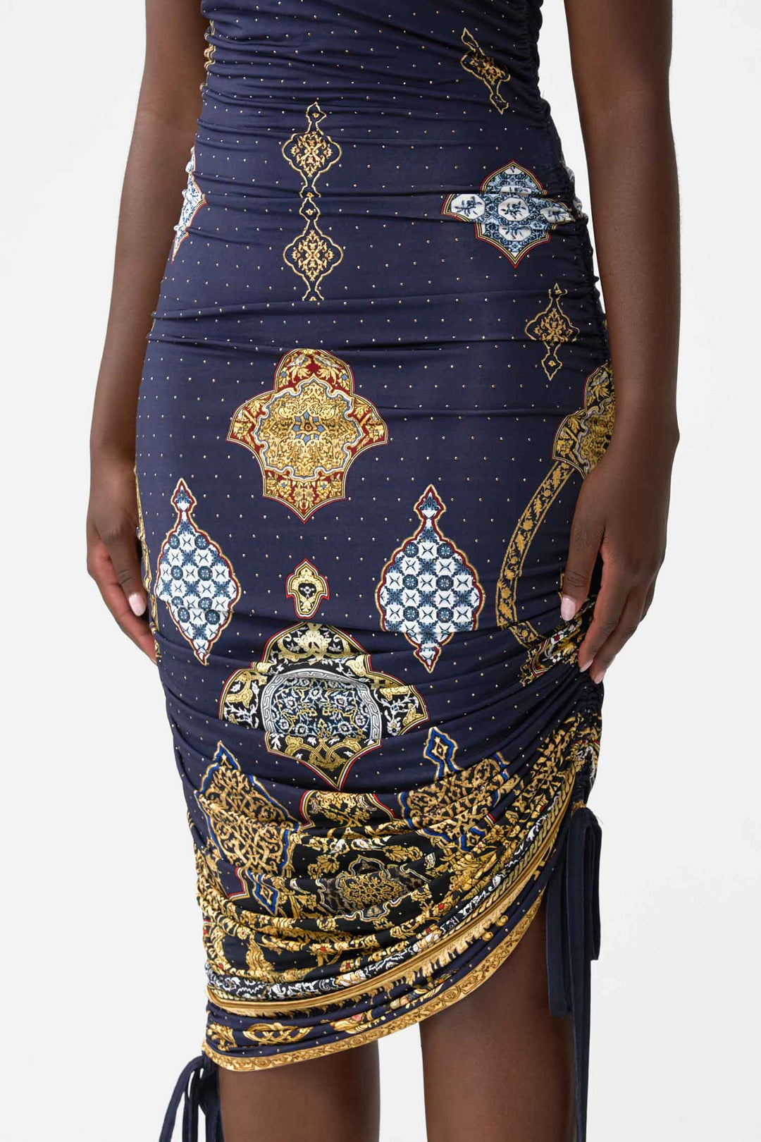 Asymmetric Ruched Jersey Dress in The Imperial Gate