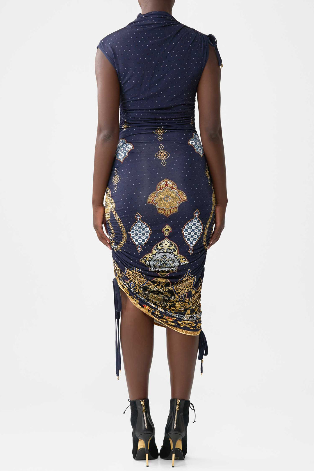 Asymmetric Ruched Jersey Dress in The Imperial Gate