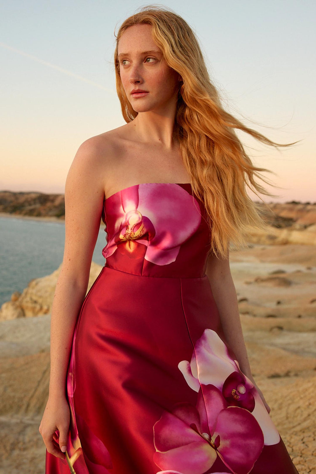 Audrey Dress in Redcurrent Phalae