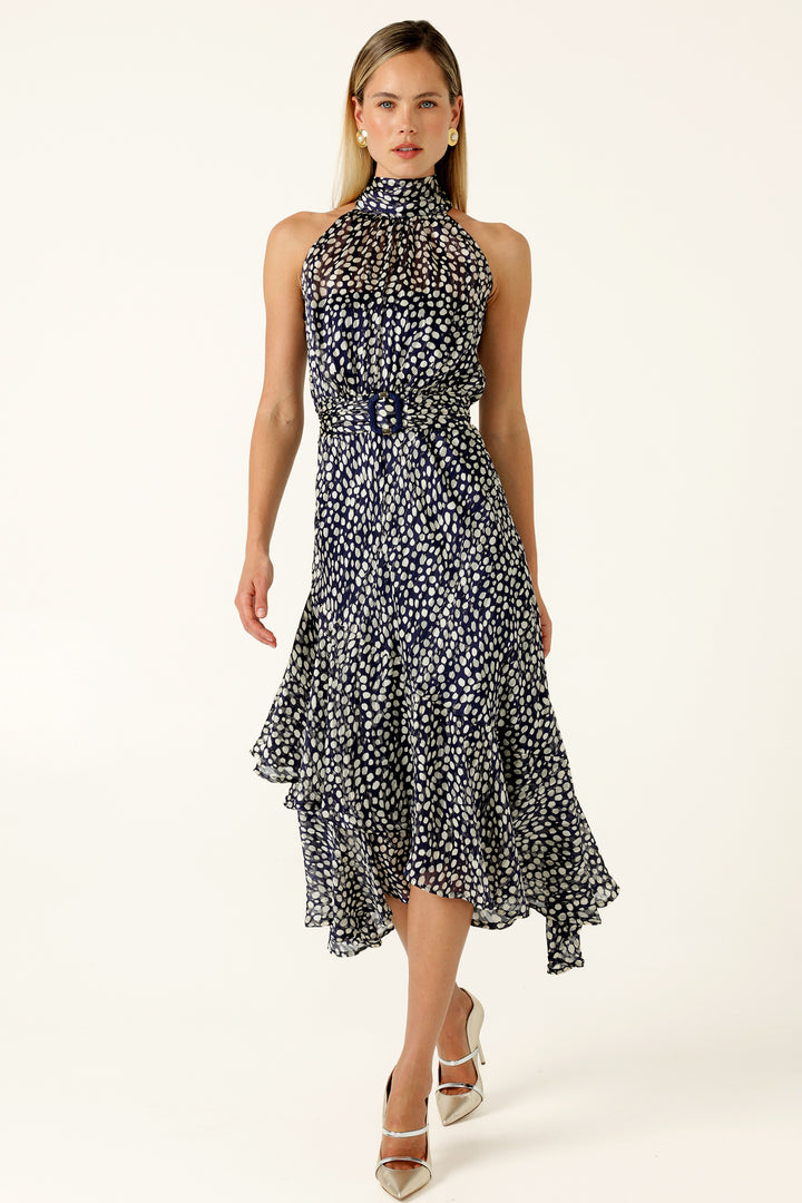 Austen Dress in Navy White Spot