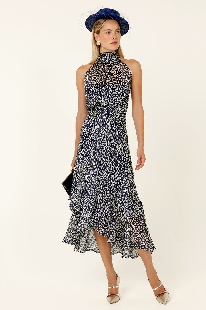 Austen Dress in Navy White Spot