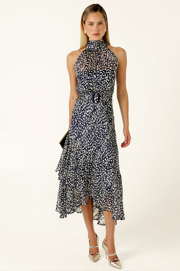 Austen Dress in Navy White Spot