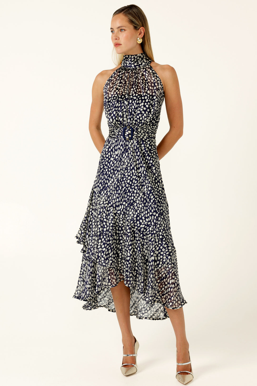 Austen Dress in Navy White Spot