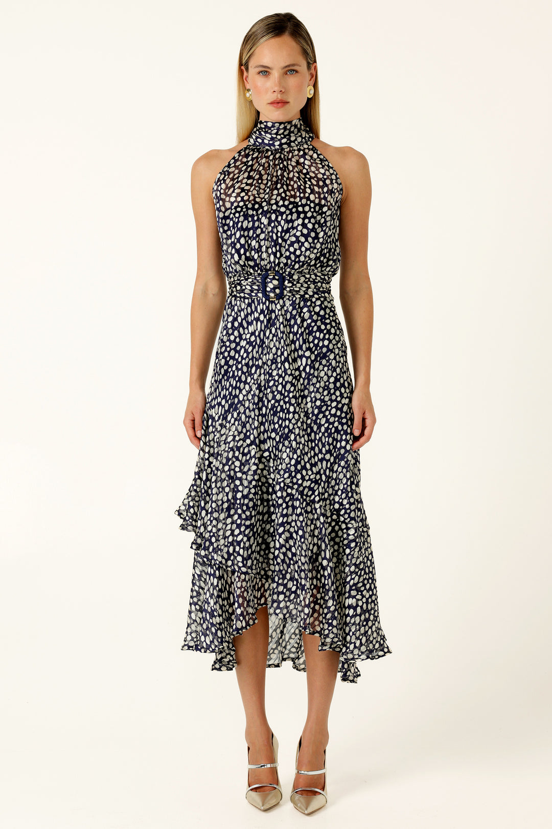 Austen Dress in Navy White Spot