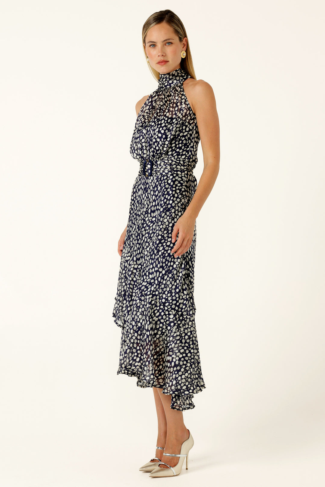 Austen Dress in Navy White Spot