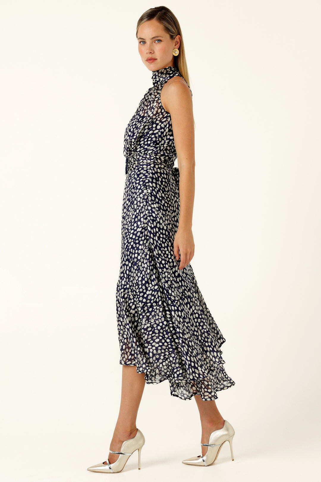 Austen Dress in Navy White Spot