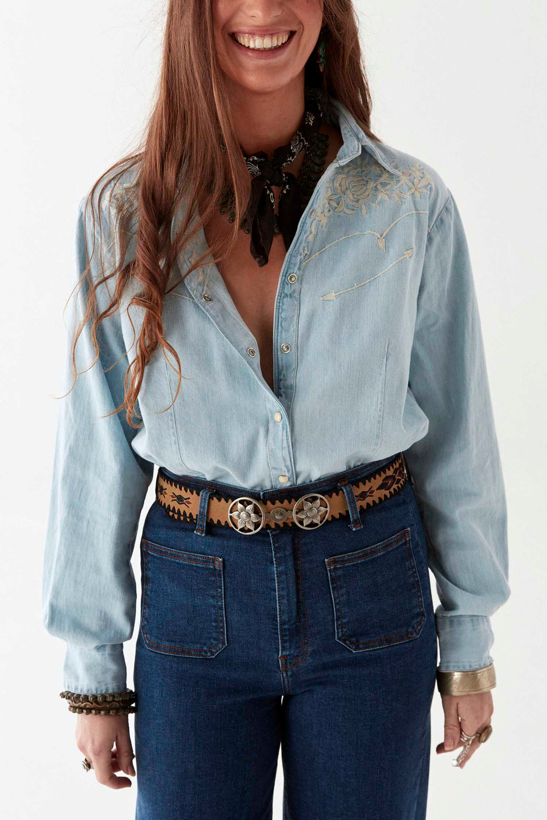 Austin Texas Sun Blouse in Mustang Blue