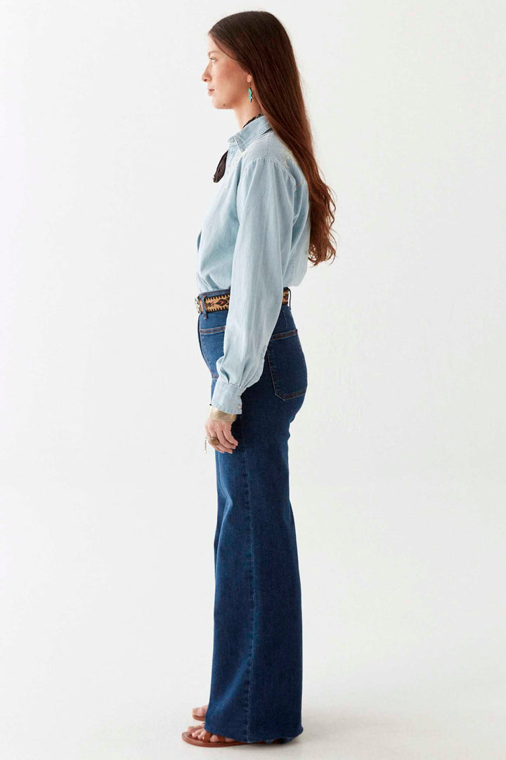 Austin Texas Sun Blouse in Mustang Blue