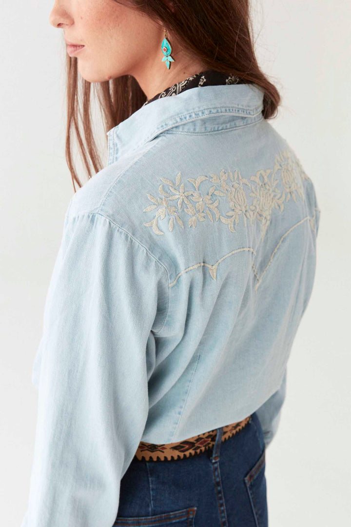Austin Texas Sun Blouse in Mustang Blue