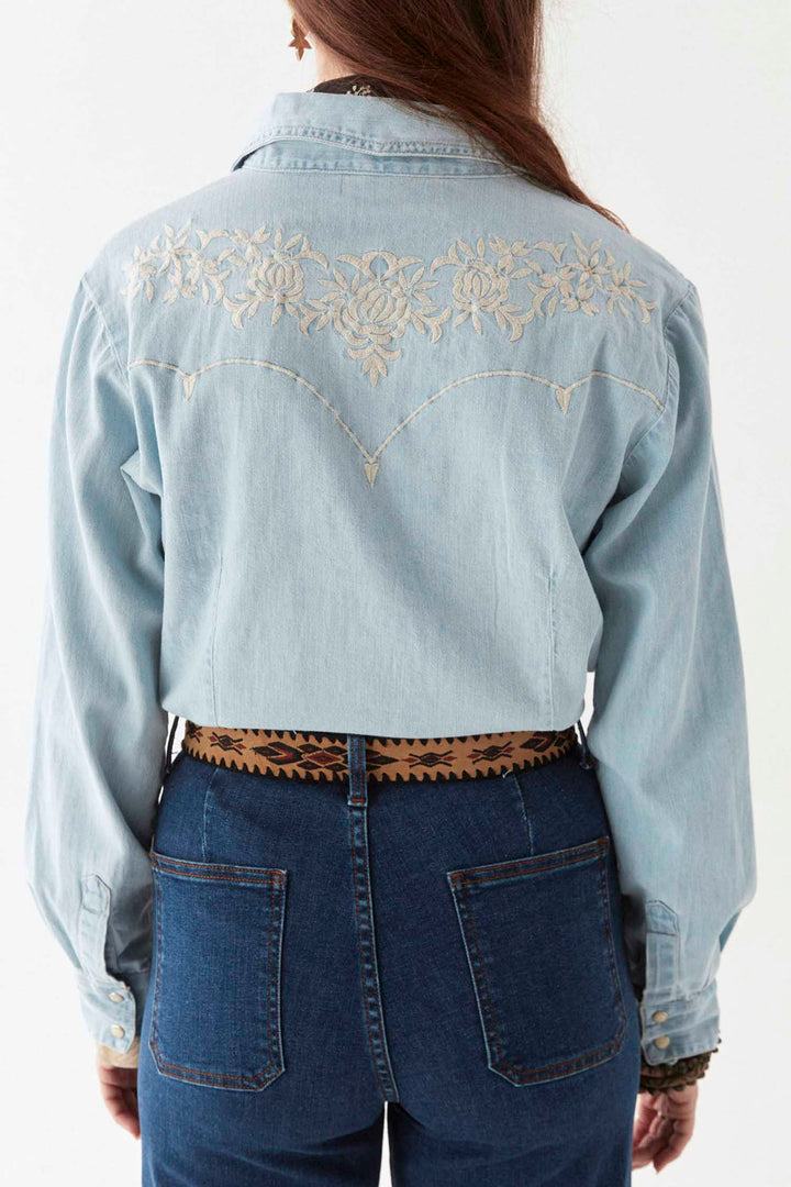 Austin Texas Sun Blouse in Mustang Blue