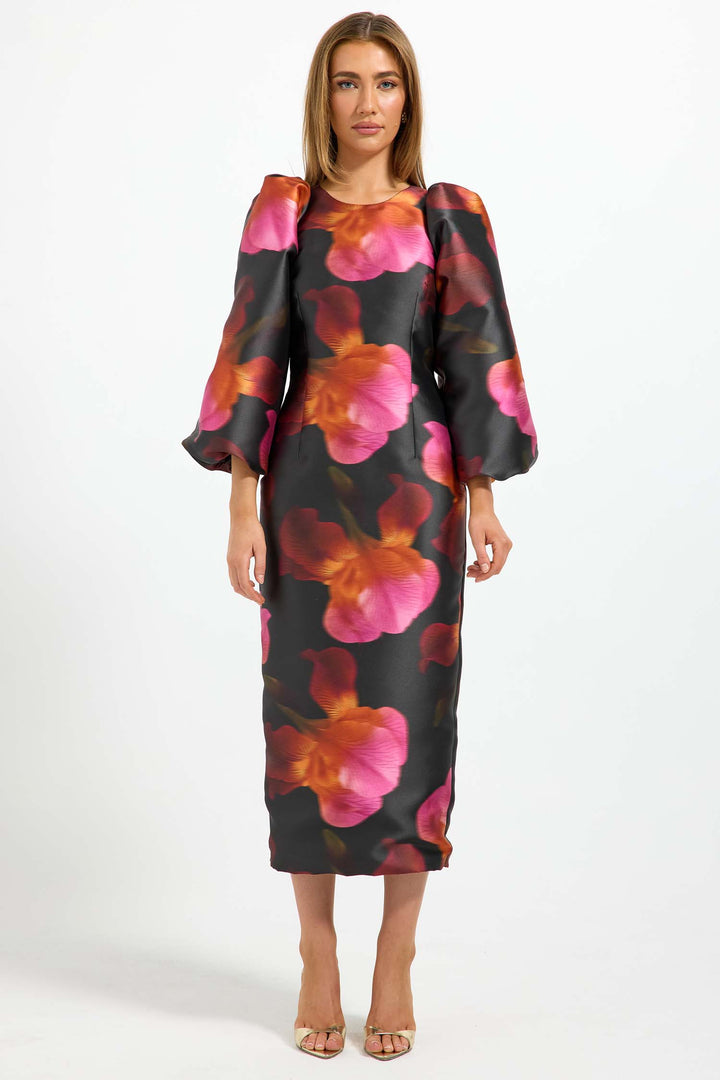 Ava Sleeve Midi Dress in Spiced Floral