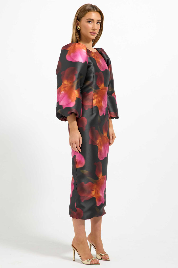 Ava Sleeve Midi Dress in Spiced Floral