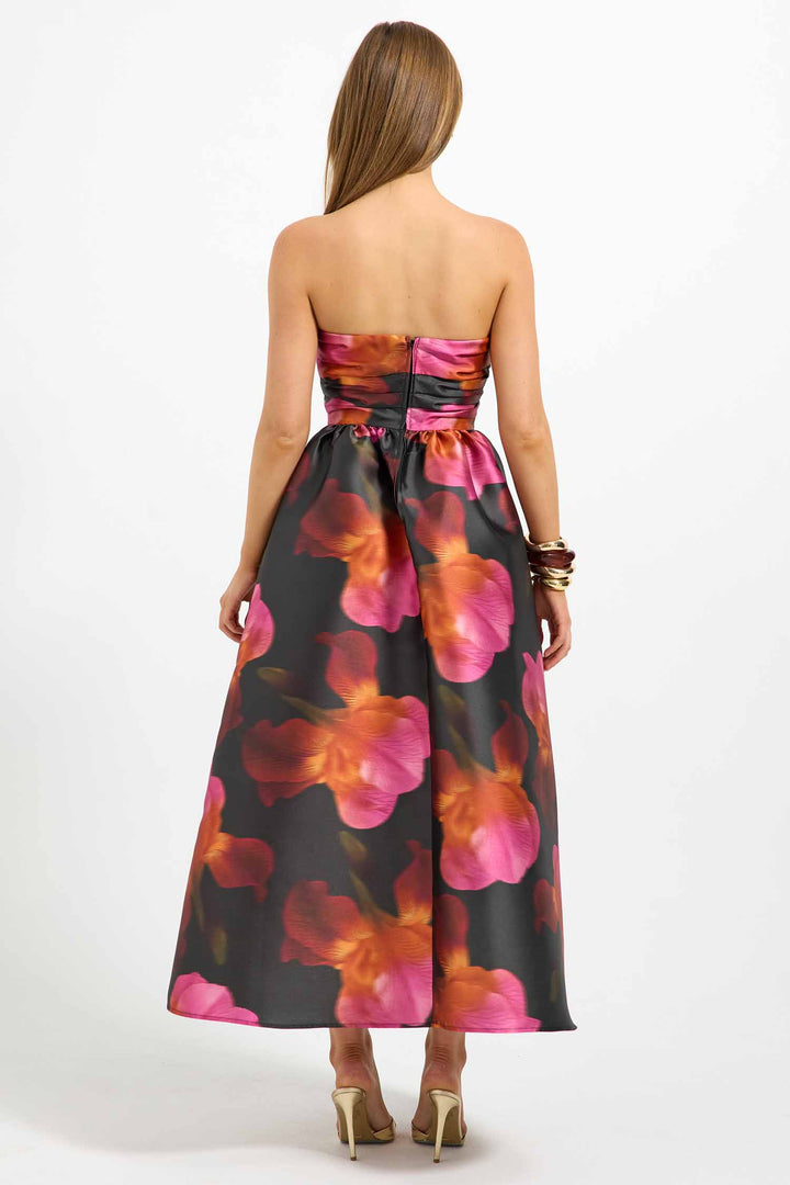 Ava Strapless Midi Dress in Spiced Floral