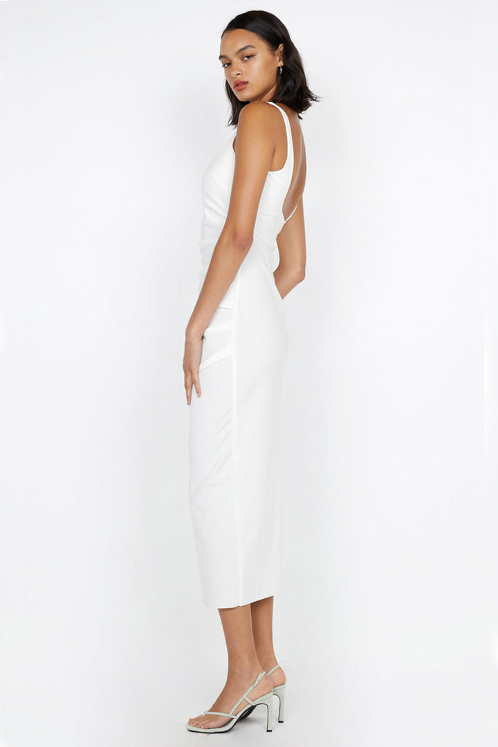 Aveline Tuck Midi Dress in White