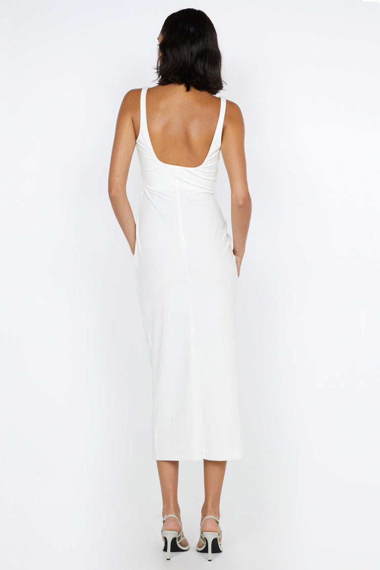 Aveline Tuck Midi Dress in White