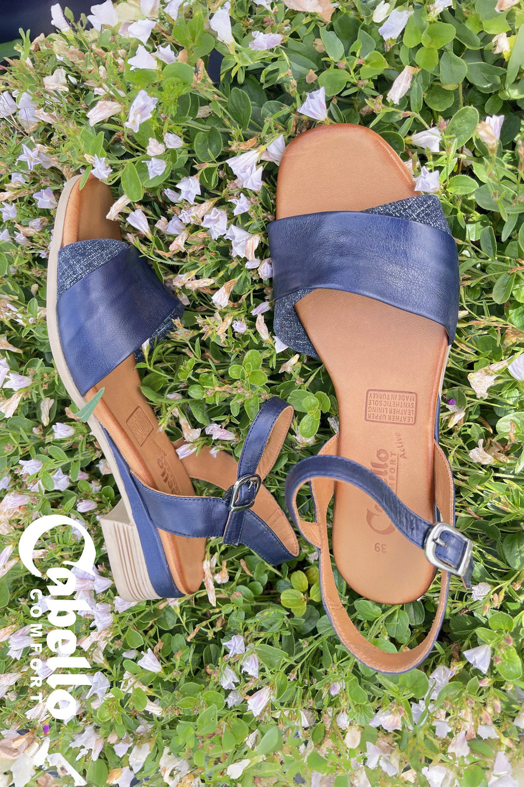 Aven Strap Leather Sandal in Navy