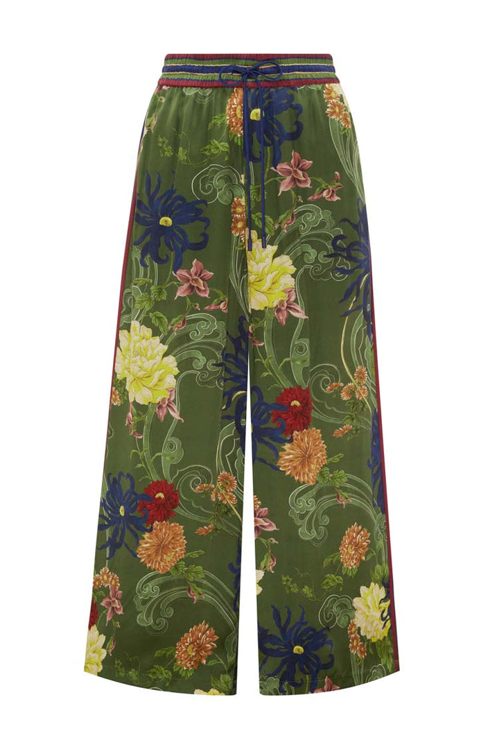 Avery Silk Pant in Green