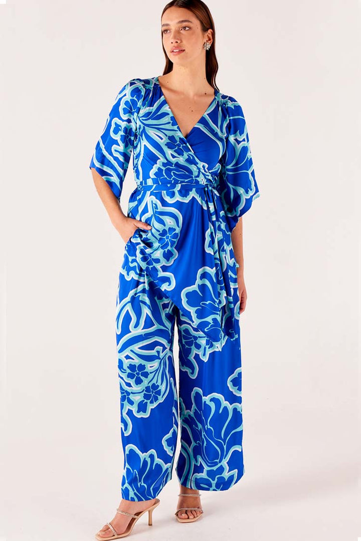 Azure Palazzo Pant in Blue Floral