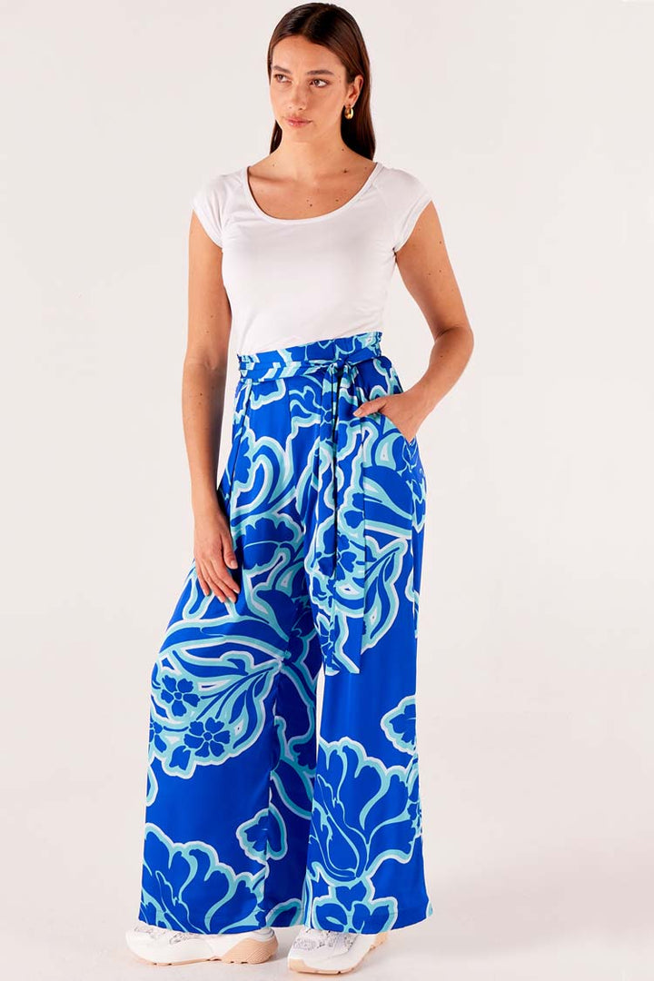 Azure Palazzo Pant in Blue Floral