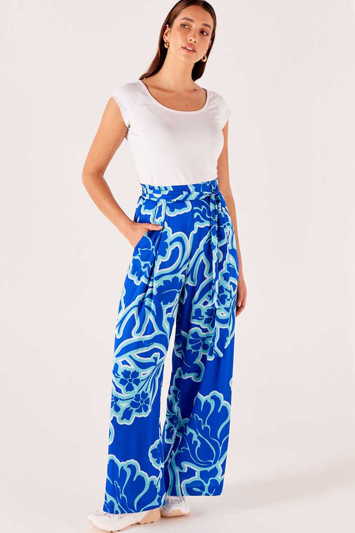 Azure Palazzo Pant in Blue Floral