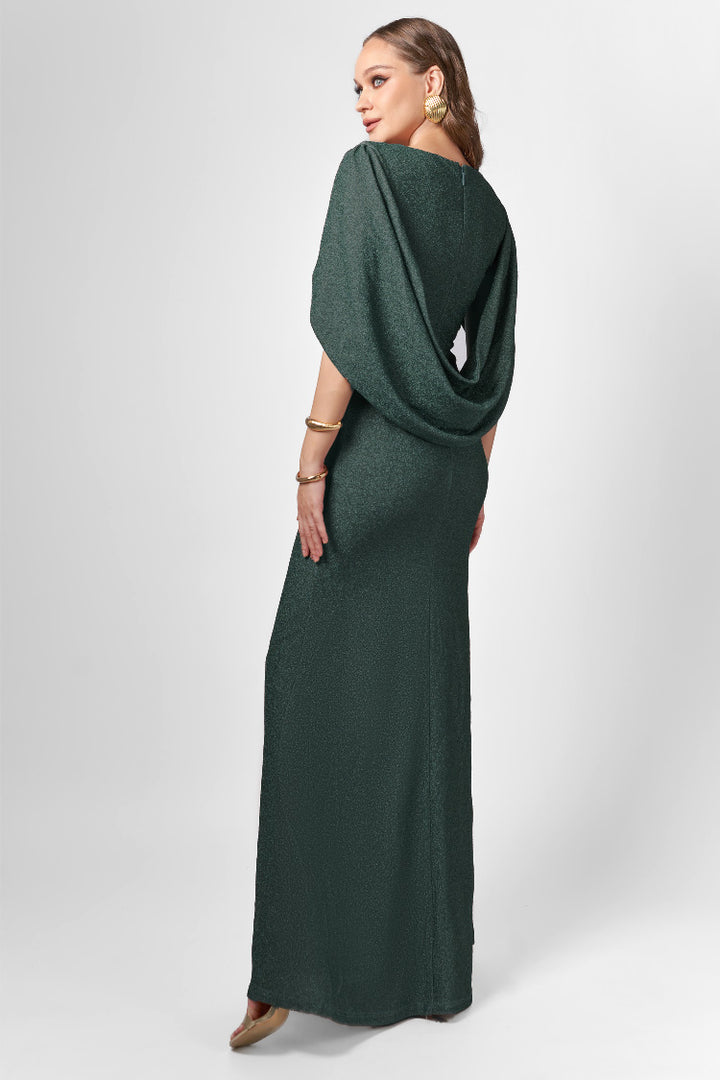 Beck Cape Maxi Dress in Emerald