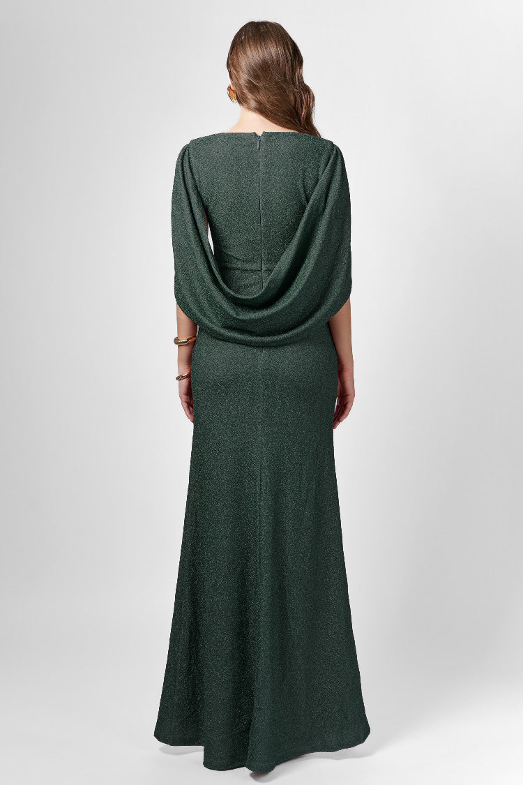 Beck Cape Maxi Dress in Emerald